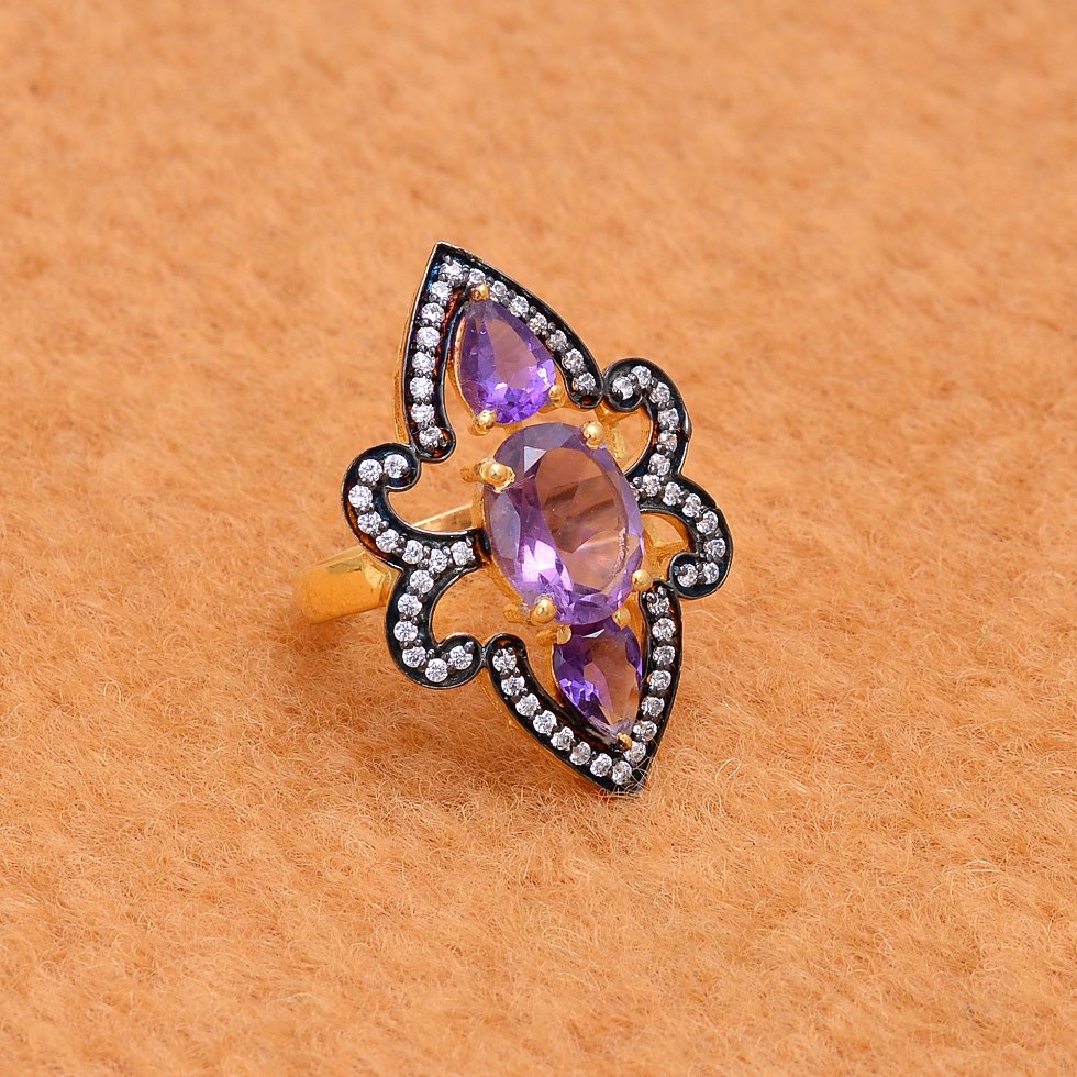 Amethyst Fine Cocktail Ring in Sterling Silver