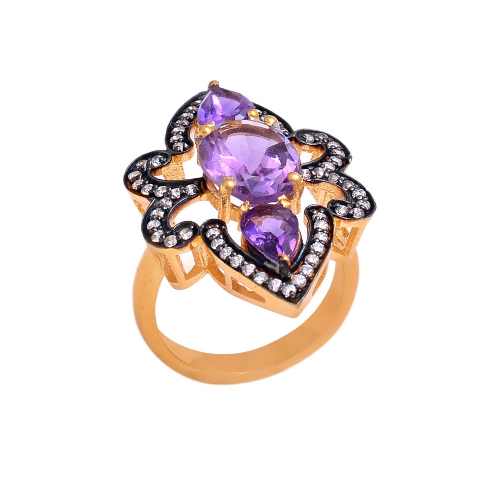 Amethyst Fine Cocktail Ring in Sterling Silver