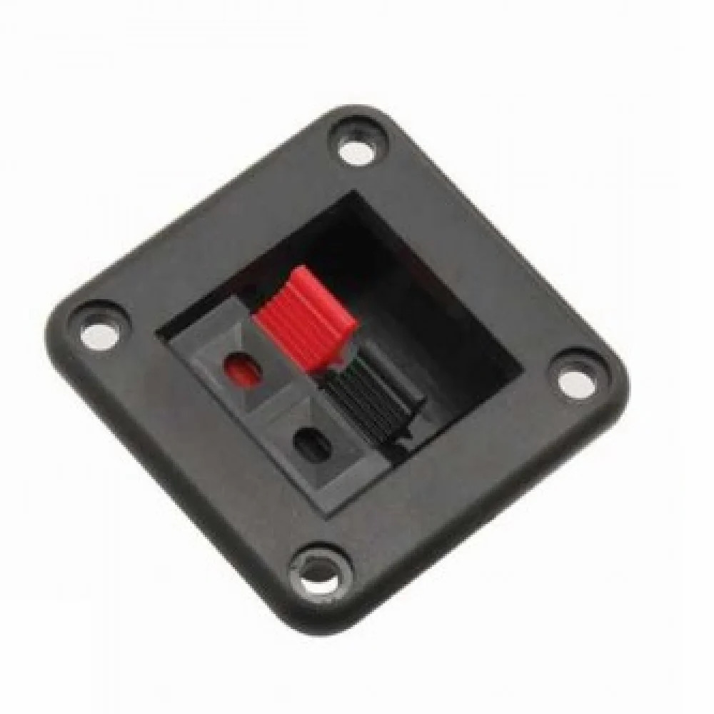 2 Way Square Speaker Socket - Plastic, Standard Size, Color-coded (Red, White, Yellow), 2-way Channels, Durable With Gold-plated Contacts