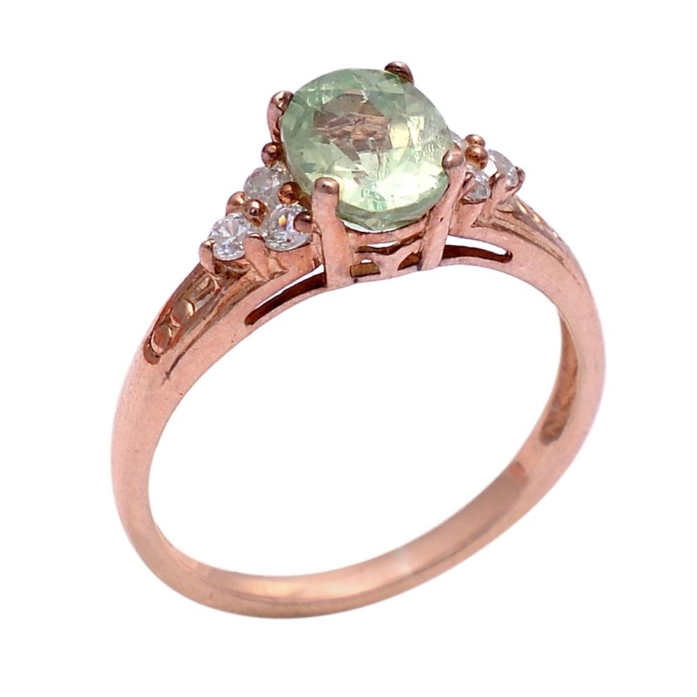 Peridot Diamond Ring in Silver