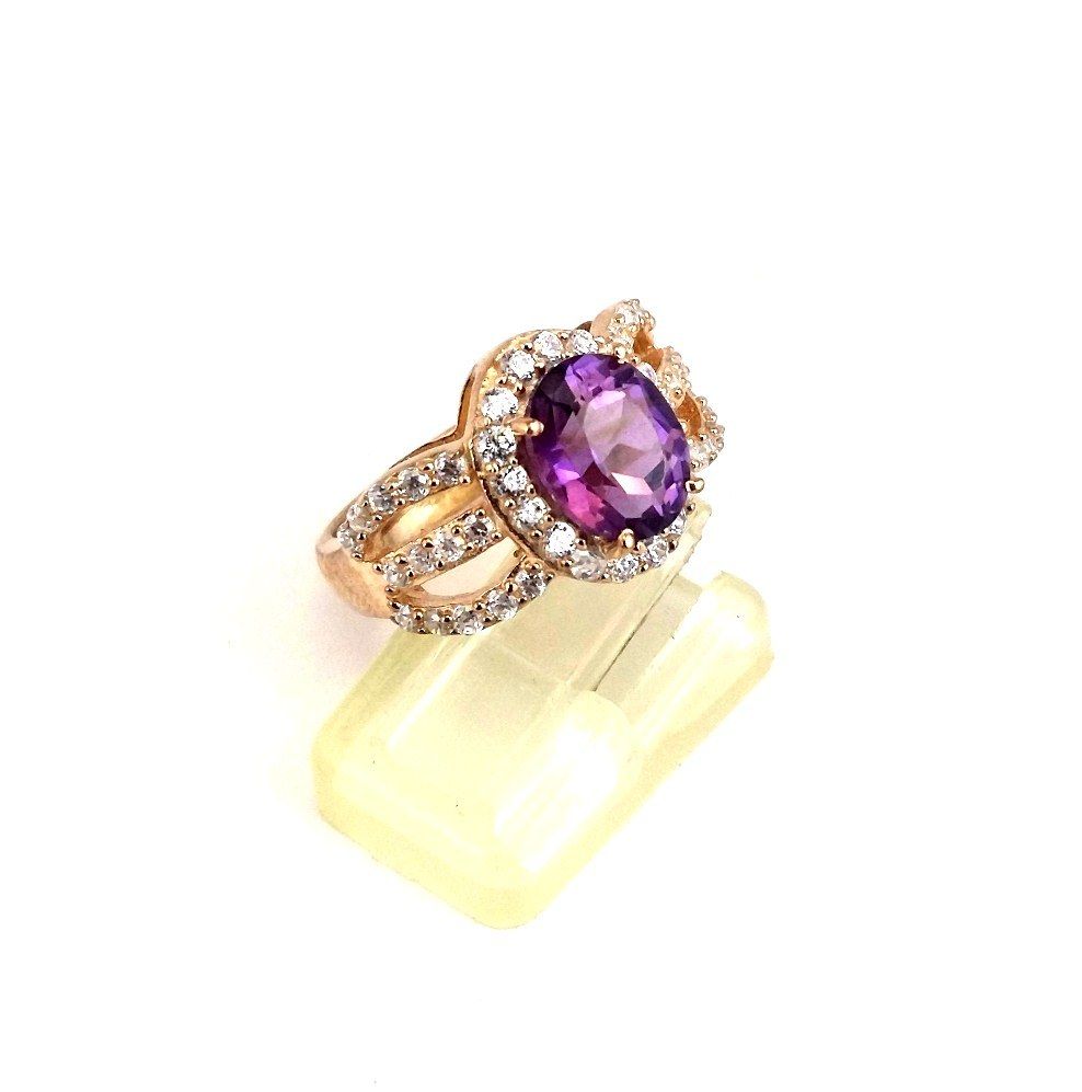 Silver Amethyst Rings - Diamond Carat Weight: 3.20 Carat