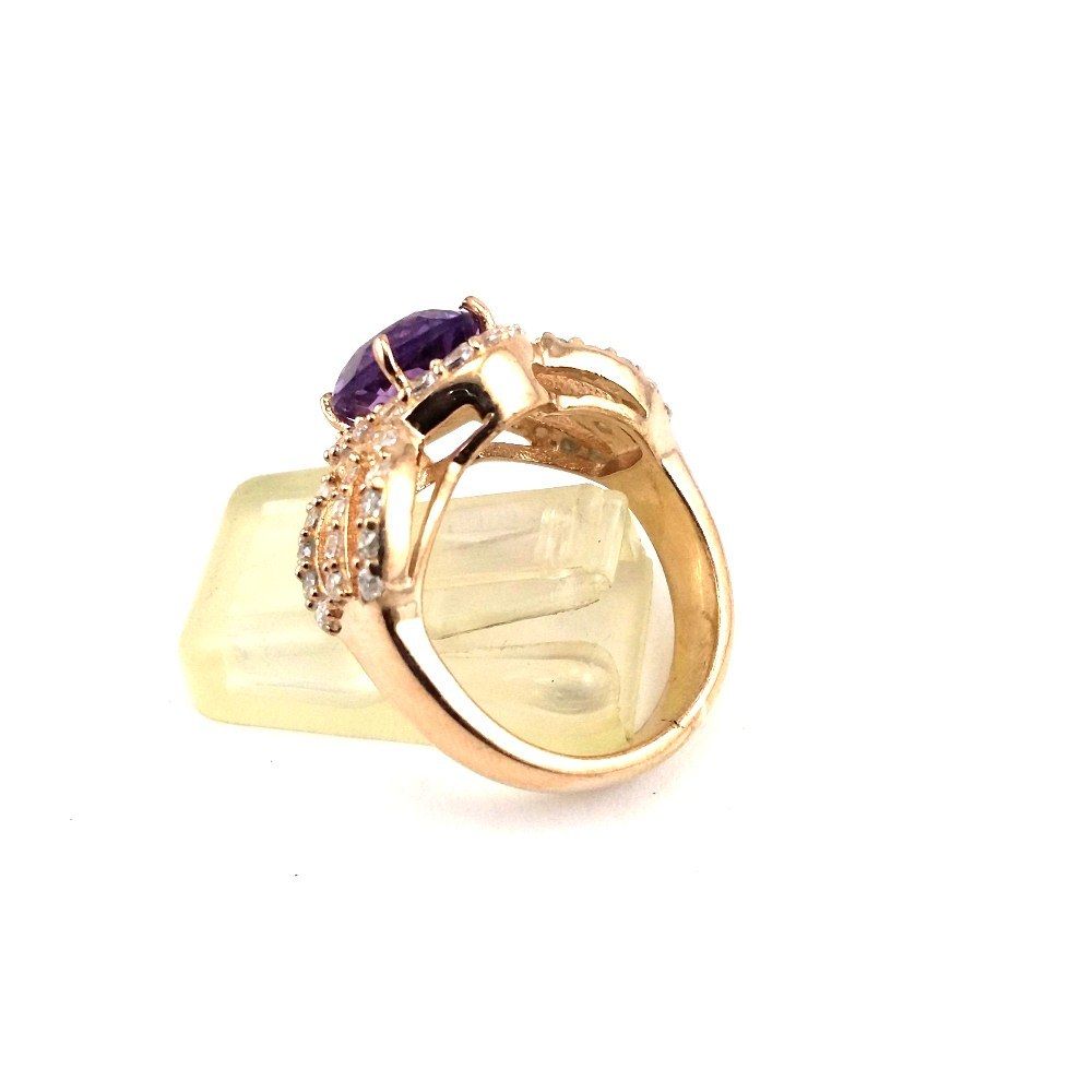 Silver Amethyst Rings - Diamond Carat Weight: 3.20 Carat