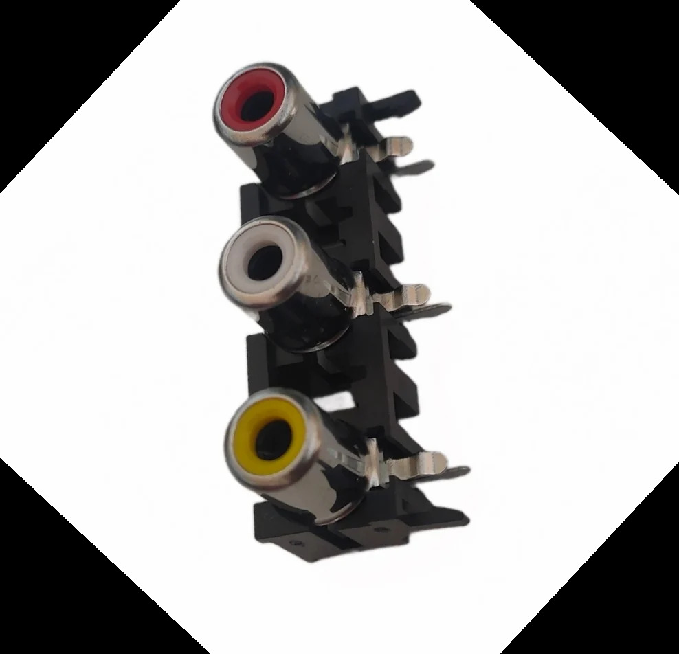 3 Rca Socket Open - Plastic, 2 Pin Socket With Shutter, 16a Current Rating , Color-coded For Easy Channel Identification, Durable Gold-plated Contacts