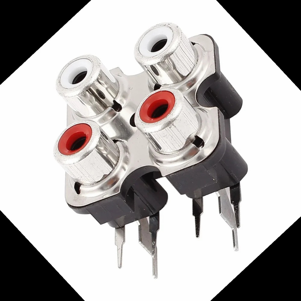 4 Rca Plain Metal Socket - Metal, Standard Size, Black Color | 4 Pin Terminal Socket For Reliable Speaker Connection