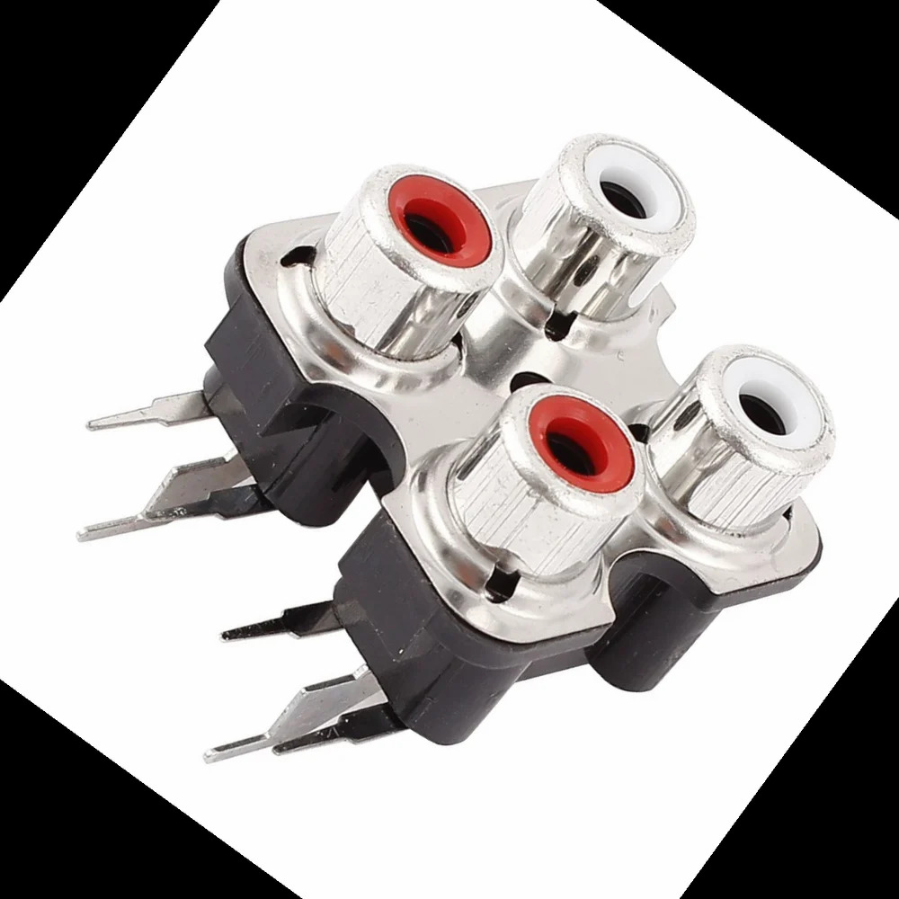 4 Rca Plain Metal Socket - Metal, Standard Size, Black Color | 4 Pin Terminal Socket For Reliable Speaker Connection