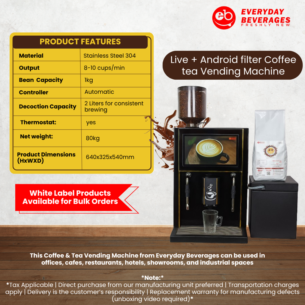 Bean To Coffee Automatic Vending Machine - Color: Black