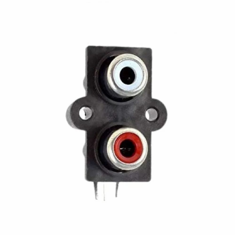 2 Rca Plain Socket - Plastic, Standard Size, Color-coded Design, 16a Current Rating, For Speaker Applications, Durable And Reliable Signal Transmission