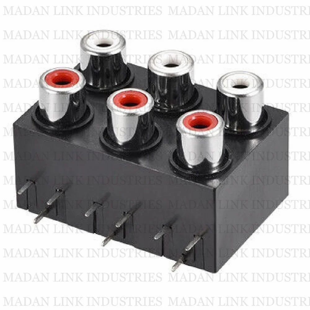5 Rca Box Socket - Durable Plastic Construction | Versatile Connectivity For Audio And Video Systems