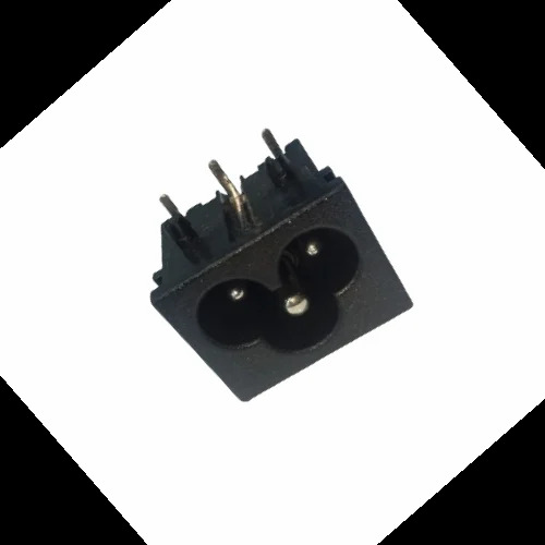 Laptop Flower Type Socket - Durable Abs Plastic, 3 Pin, Black | 6a Current Rating, Male Jack Design, Pcb Mounting, Versatile For Industrial Applications