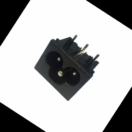 Laptop Flower Type Socket - Durable Abs Plastic, 3 Pin, Black | 6a Current Rating, Male Jack Design, Pcb Mounting, Versatile For Industrial Applications