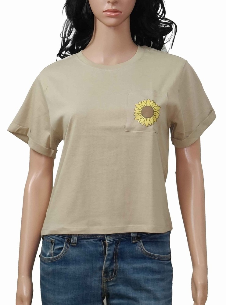 Ladies Printed Cropped  T-Shirt
