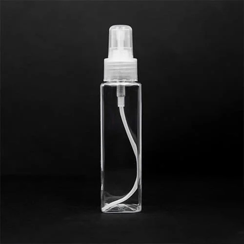 100ml Square Pet Bottle - Rigid Plastic, 6 Inch Height, 19mm Neck Size | Transparent Color, 2mm Thickness, Durable Design for Liquid Storage