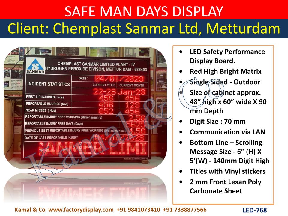 Led Industrial Safe Man Days Display Board - Led Type: Dot Matrix