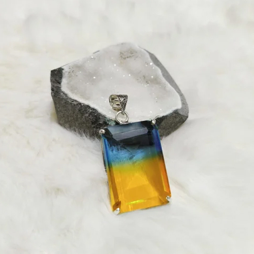 Blue Yellow Doublet Gemstone Pendant - Design: Attractive