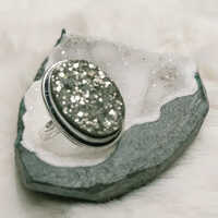 Silver Pyrite Gemstone Ring