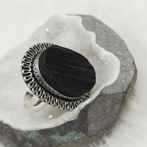 Black Tourmaline Gemstone Ring
