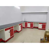 Wall Side Lab Table - Color: Red