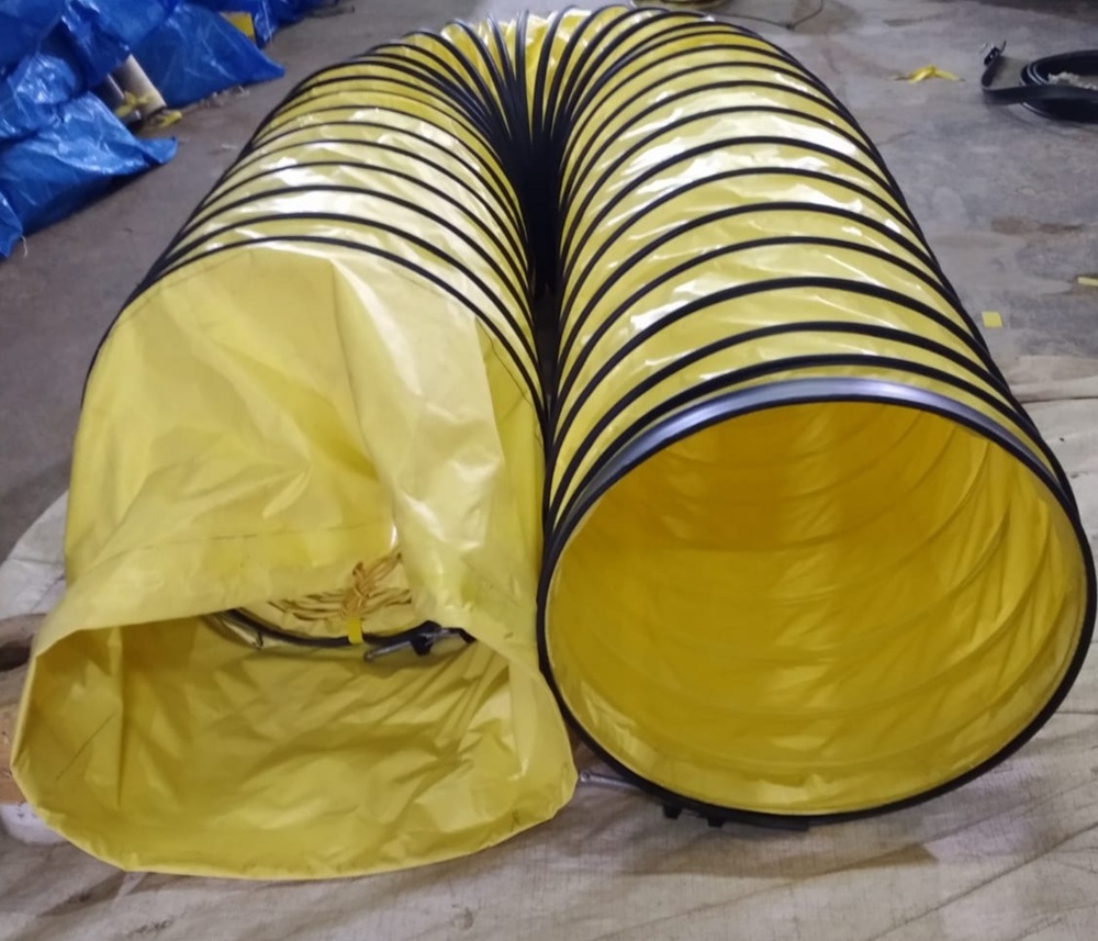 Pvc Spiral Bag Duct Pipe - Pvc, 10m Length, Blue/black/yellow/grey, 400gsm Reinforced Material For Exhaust & Blower Applications | Waterproof, Non-porous Design