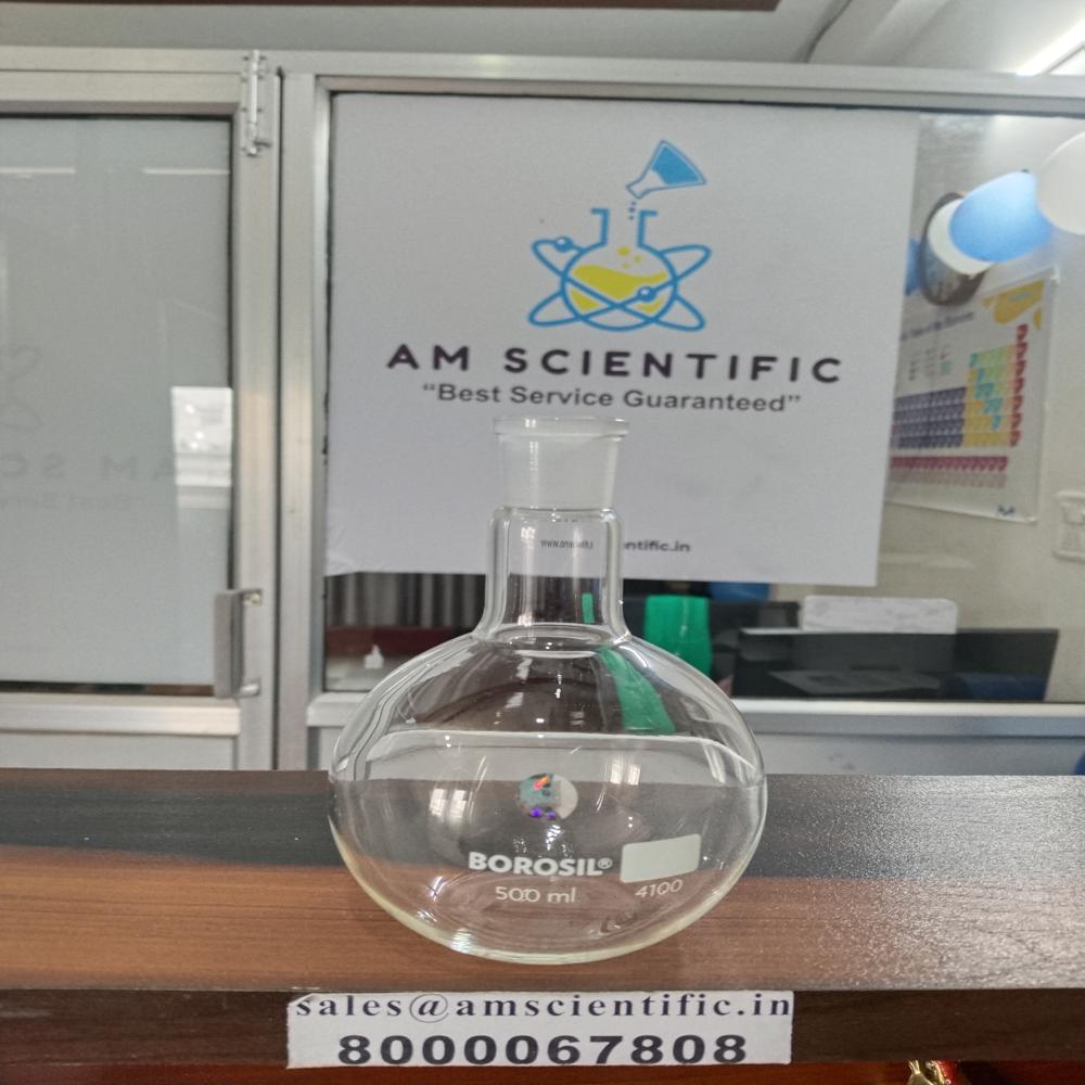 Round Bottom Flask Narrow Mouth, Short Neck With I/c Joint - Color: Transparent
