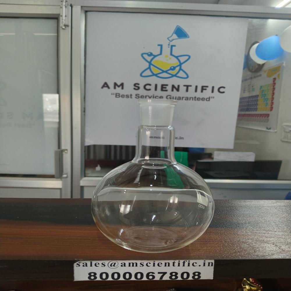Round Bottom Flask Narrow Mouth, Short Neck With I/c Joint - Color: Transparent