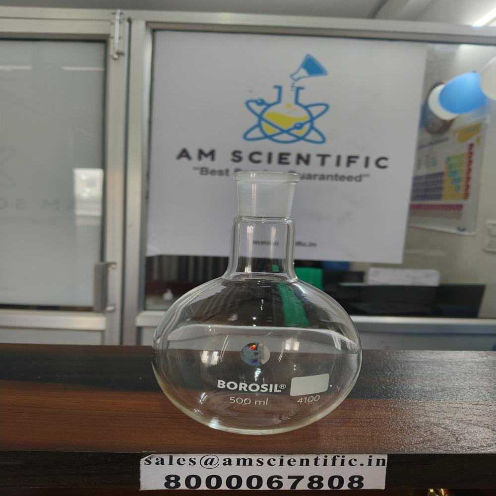 Round Bottom Flask Narrow Mouth, Short Neck With I/c Joint - Color: Transparent