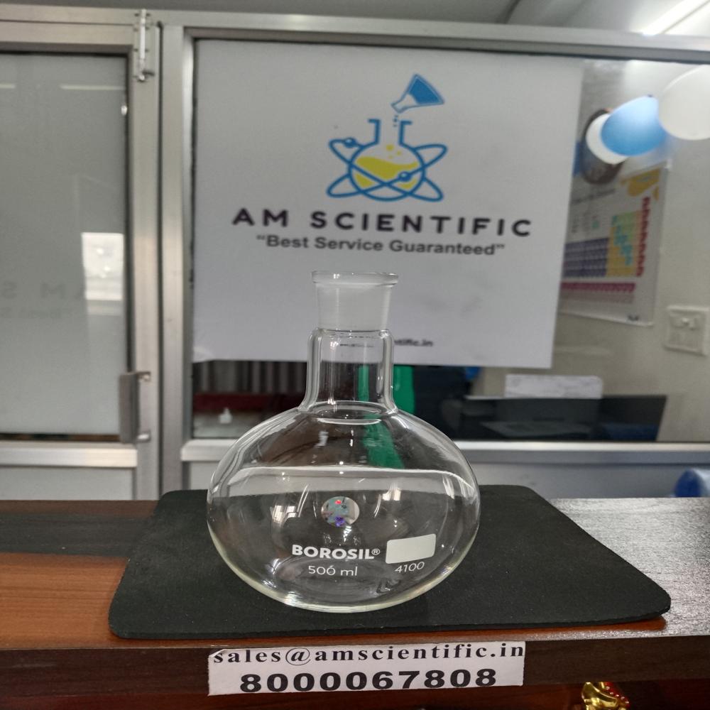 Round Bottom Flask Narrow Mouth, Short Neck With I/c Joint - Color: Transparent