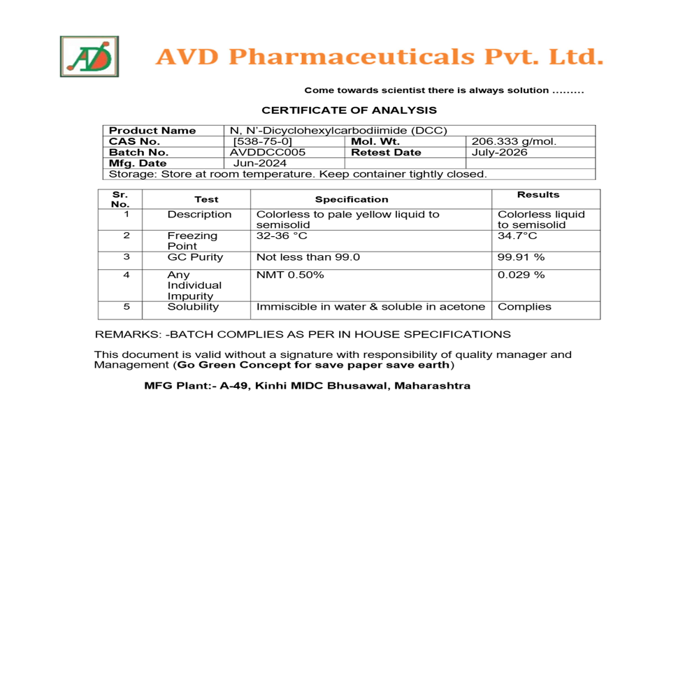 N,N-Dicyclohexyl carbodiimide (DCC) CAS NO.538-75-0