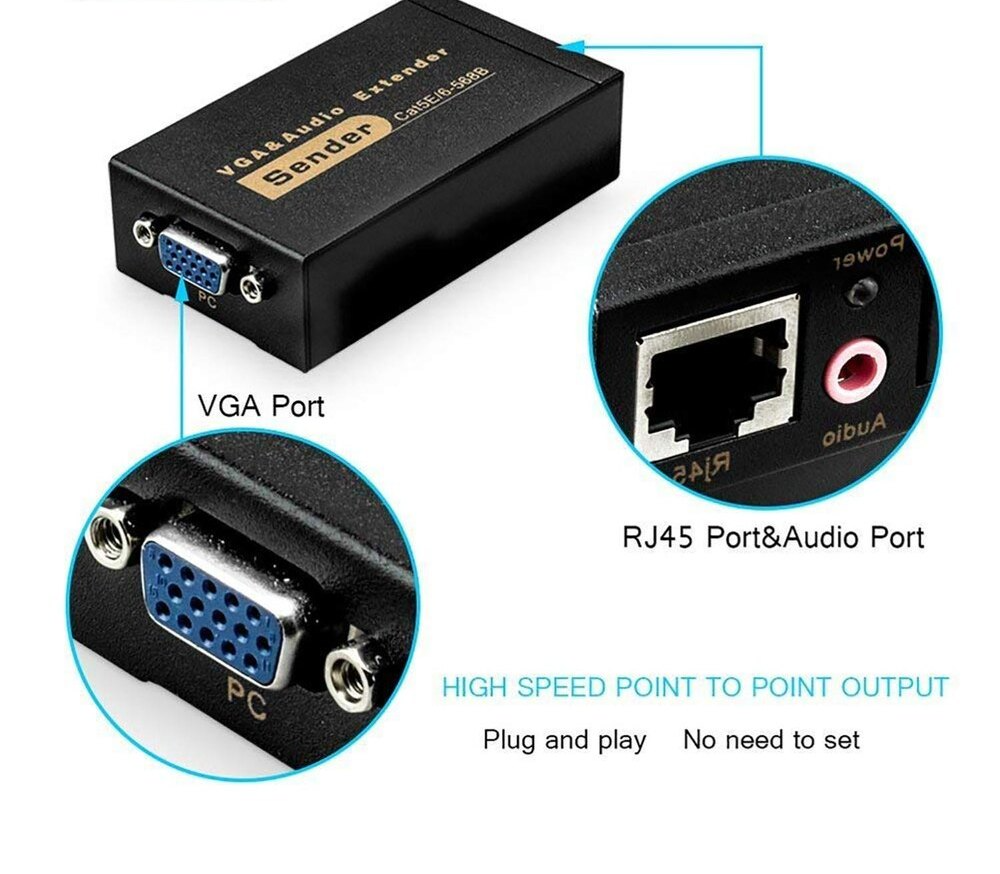100 Meter Vga Extender - Color: Black