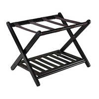 60x45x50cm Mahogany Wooden Luggage Rack Cum Shoe Rack - Color: Black