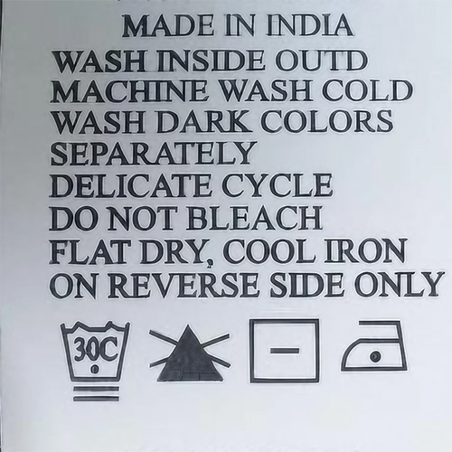 Printed Wash Care Label