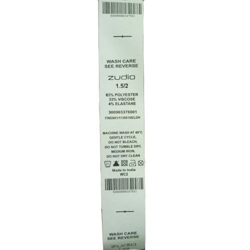 Zudio Wash Care Label