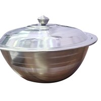 Stainless Steel Serving Bowl With Lid - Color: Silver