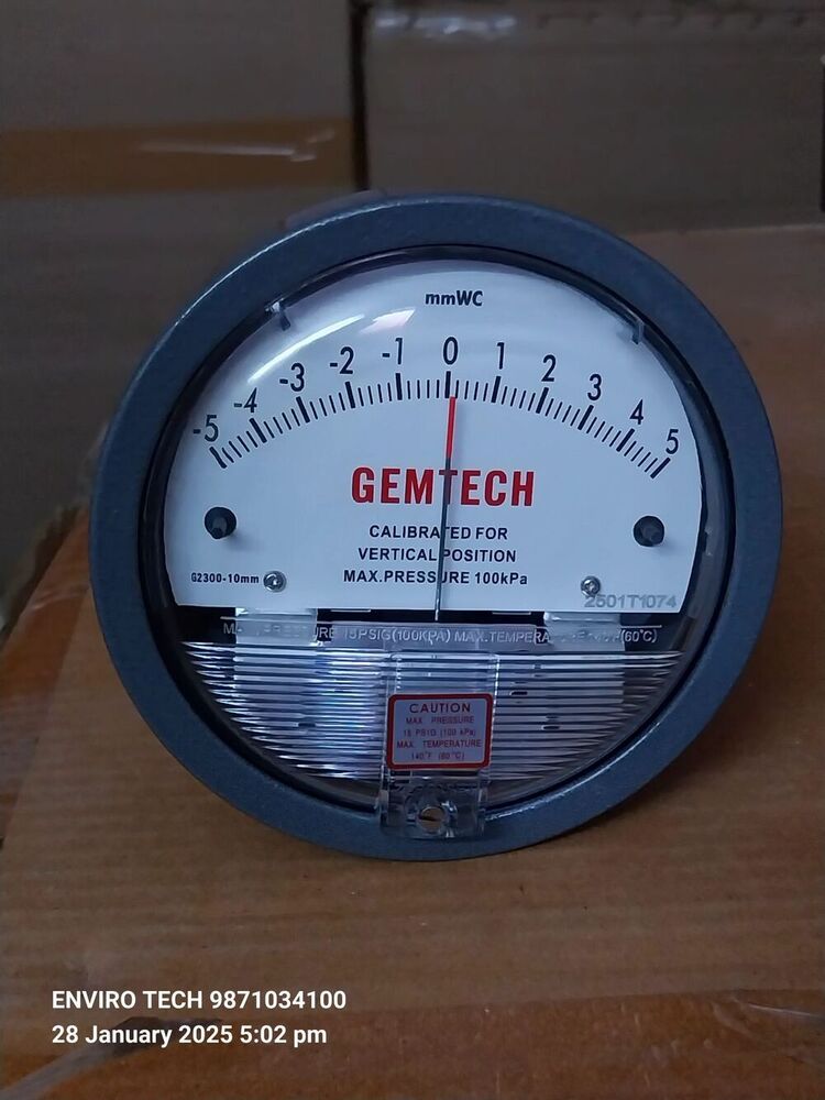 Industry Leaders Supplier Gemtech Differential Pressure Gauge Modal G2300-10 Mm Wc