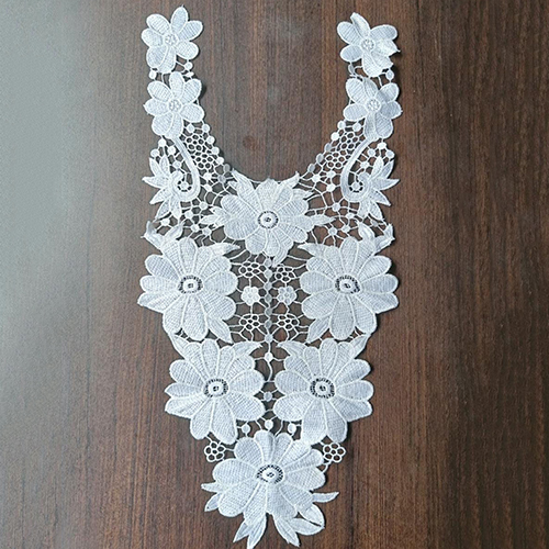 Embroidered Net White Neckline Lace