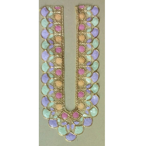 Floral Embroidery Women Net Work Neck Patch