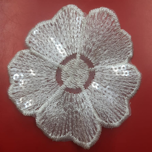 Silver White Sequin Flower Patch