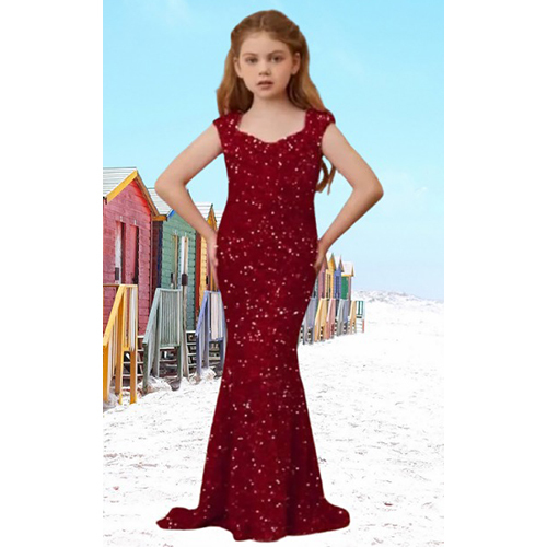 Kids Red Georgette Gown