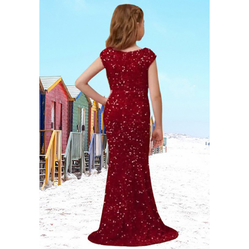 Kids Red Georgette Gown