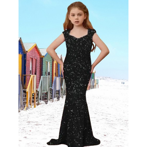Kids Black Georgette Gown