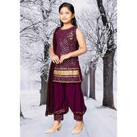 Kids Red Patiala Suit