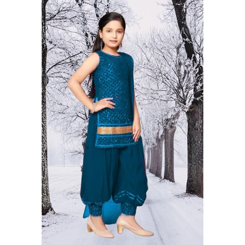 Kids Blue Patiala Suit