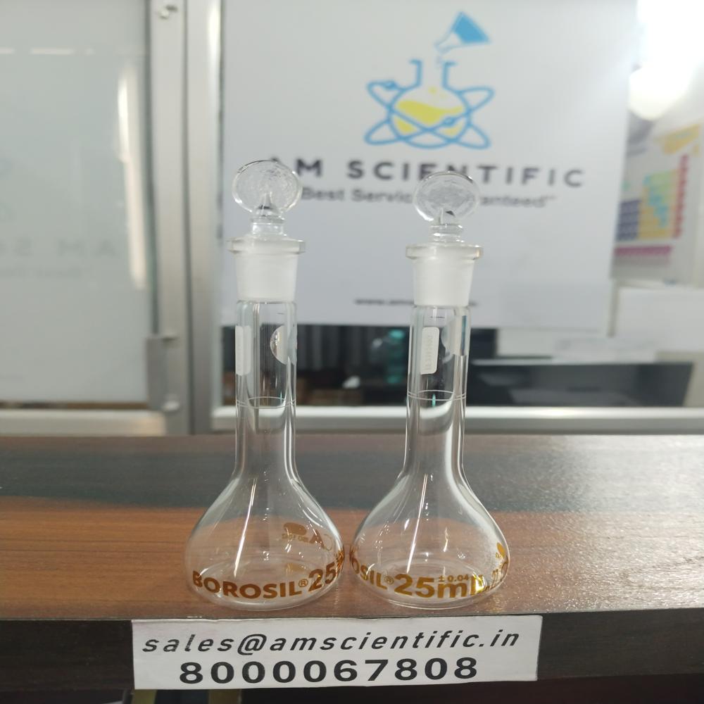 Volumetric Flasks Class A Narrow Mouth Clear with Individual Calibration Certificate 25ml 