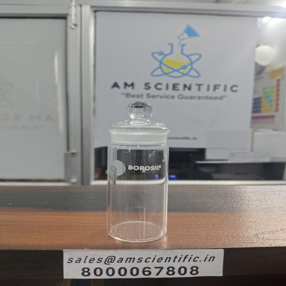 Weighing Bottles With I/c Glass Lid - Borosil Glass, 60ml Size, Transparent Color, Round Shape | Ideal For Precise Laboratory Weighing