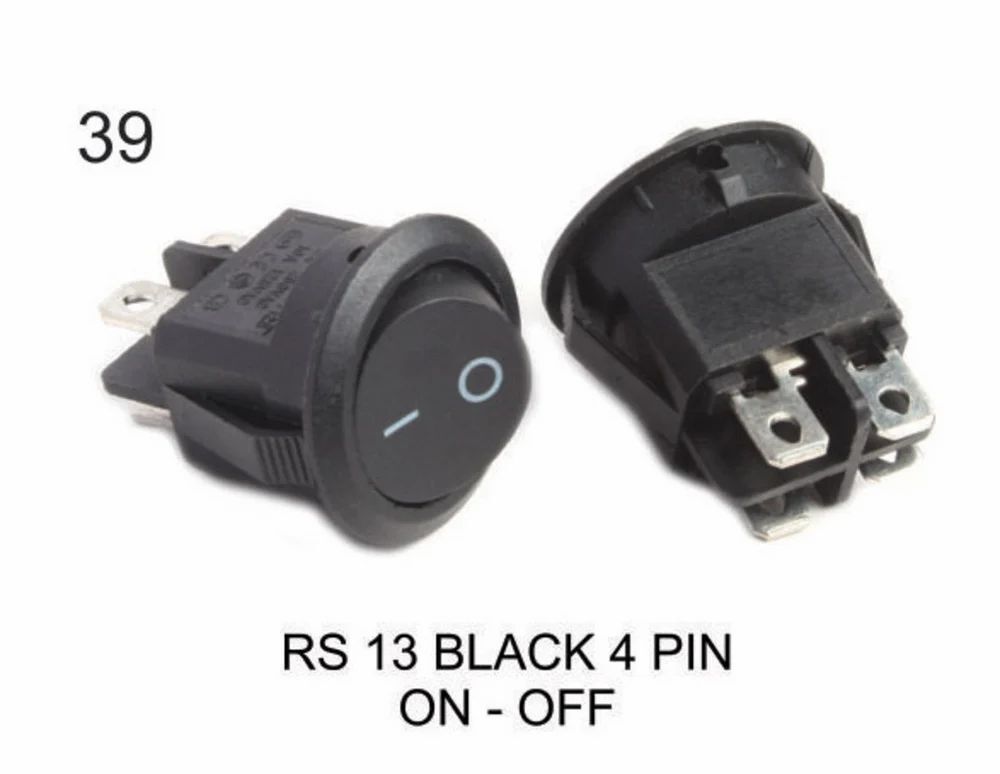  Rocker switch round black 4 pin on off 