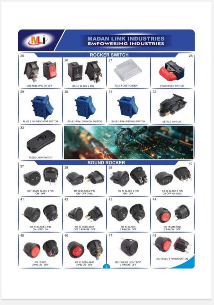  Rocker switch round black 4 pin on off 