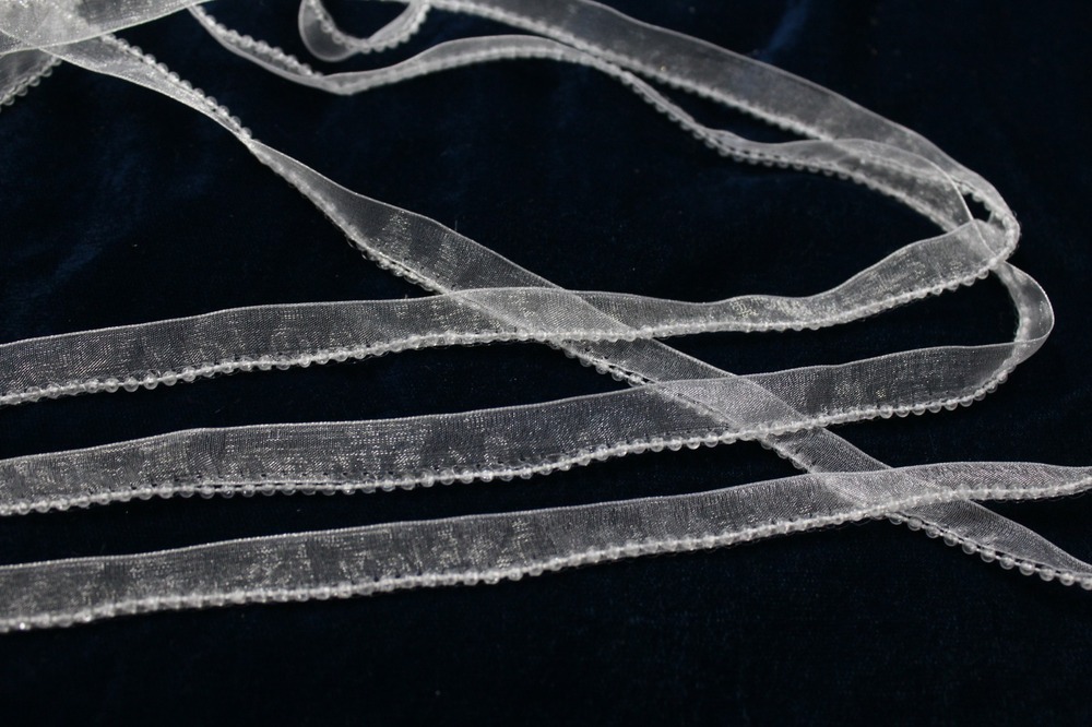 Transparent Moti Lace - Polyester, Variable Length, Off-white | Durable Material, Elegant Design, Intricate Detailing, Versatile Use, 10-15 Mm Width