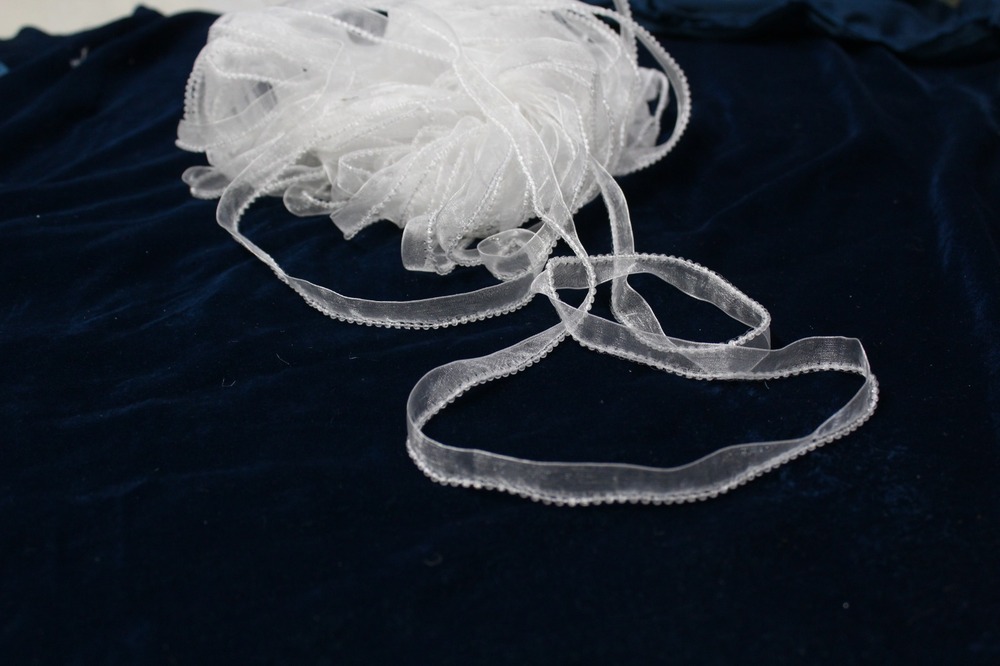 Transparent Moti Lace - Polyester, Variable Length, Off-white | Durable Material, Elegant Design, Intricate Detailing, Versatile Use, 10-15 Mm Width