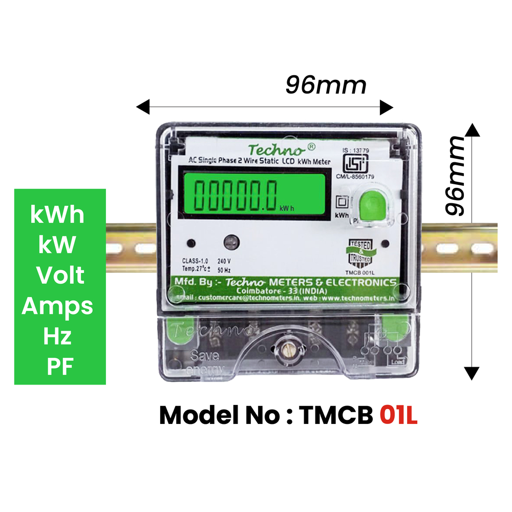 Techno Single Phase Channel Type Energy Meter - Accuracy: Class 1