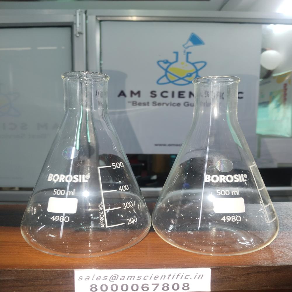 Erlenmeyer (conical) Flask Narrow Mouth, With Rim - Color: Transparent