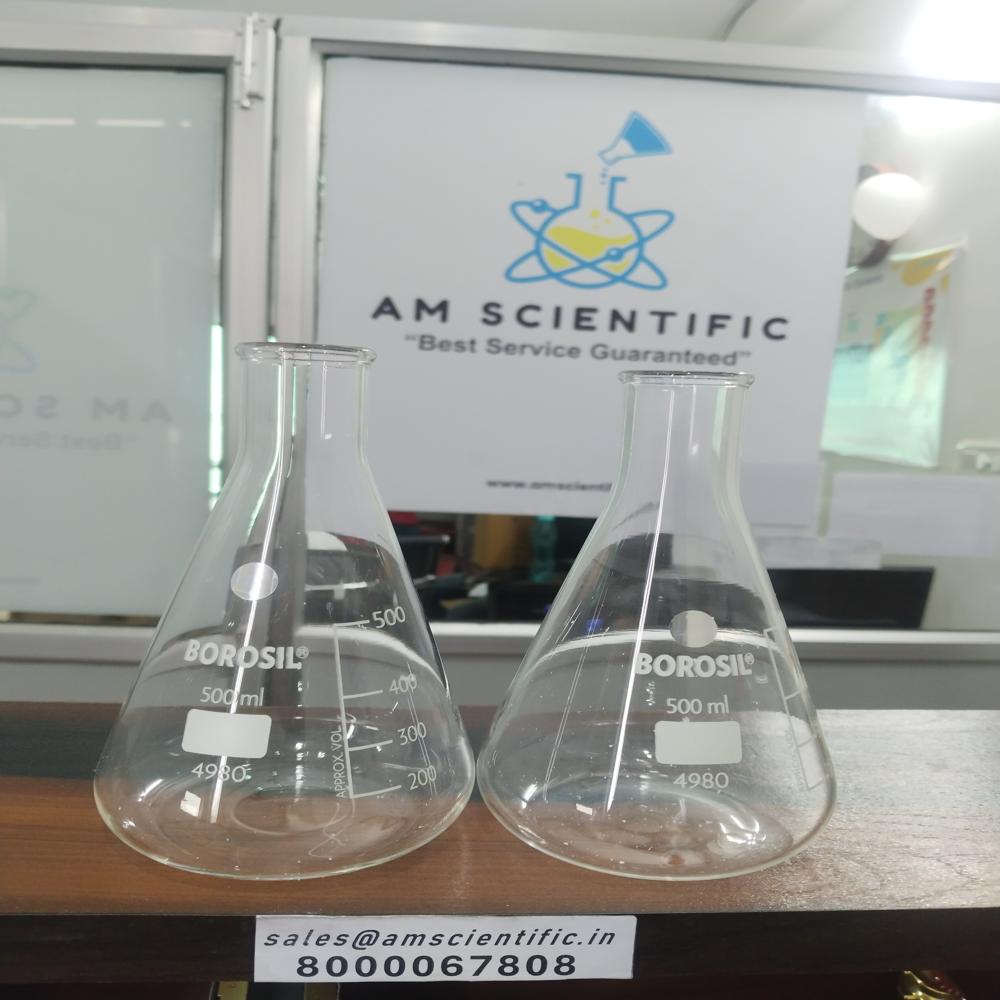 Erlenmeyer (Conical) Flask Narrow Mouth, With Rim - Color: Transparent